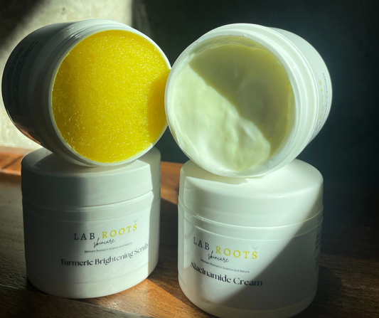Glow Naturally with Lab Roots Skincare: Niacinamide Cream & Turmeric Brightening Scrub